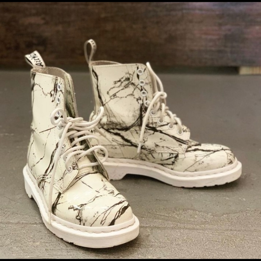 Marble Dr. Marten Boot - White Marble Boot